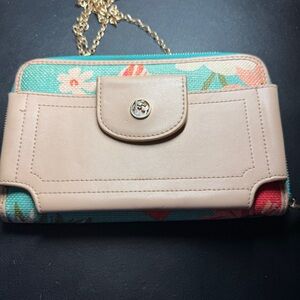 SPARTINA 449 Natural Linen Leather Phone Crossbody HAMILTON Tropical Floral